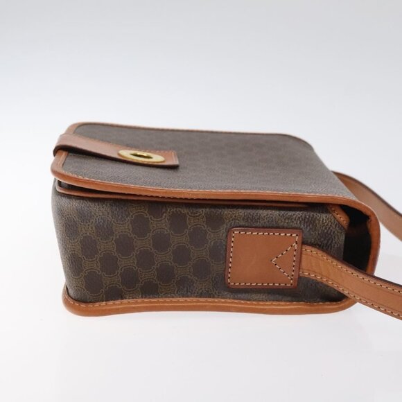 CELINE Macadam Canvas Shoulder Bag PVC Leather Brown Gold Auth 126619 - Picture 6 of 16